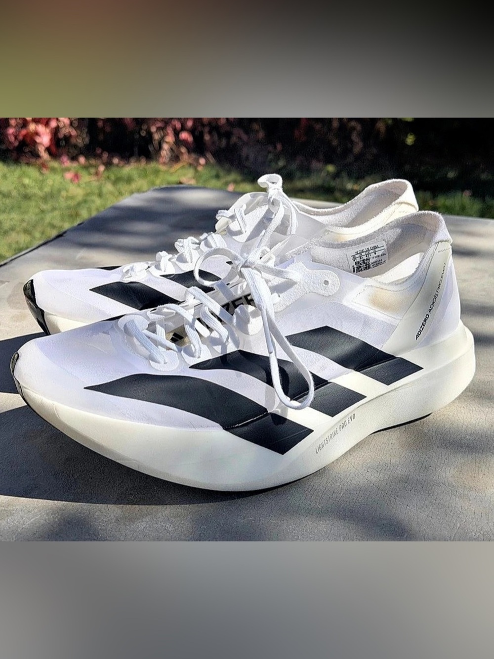 adidas Adizero PRO EVO Running Shoes White & Black 9 US Mens